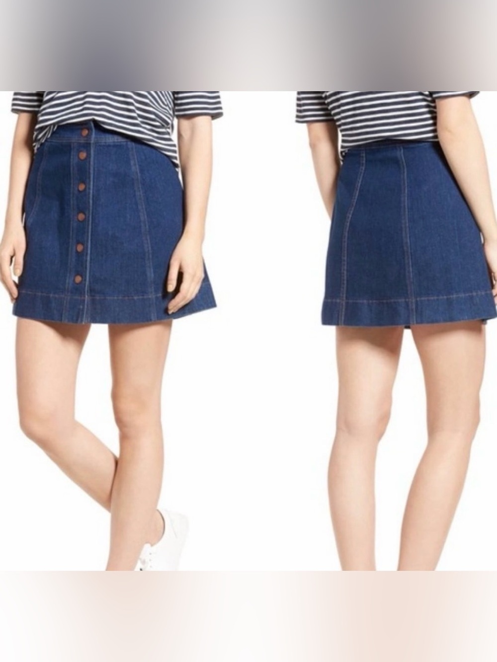 Madewell Y2K Indie Sleeze 70s Retro Americana School Button Denim Mini Skirt 6